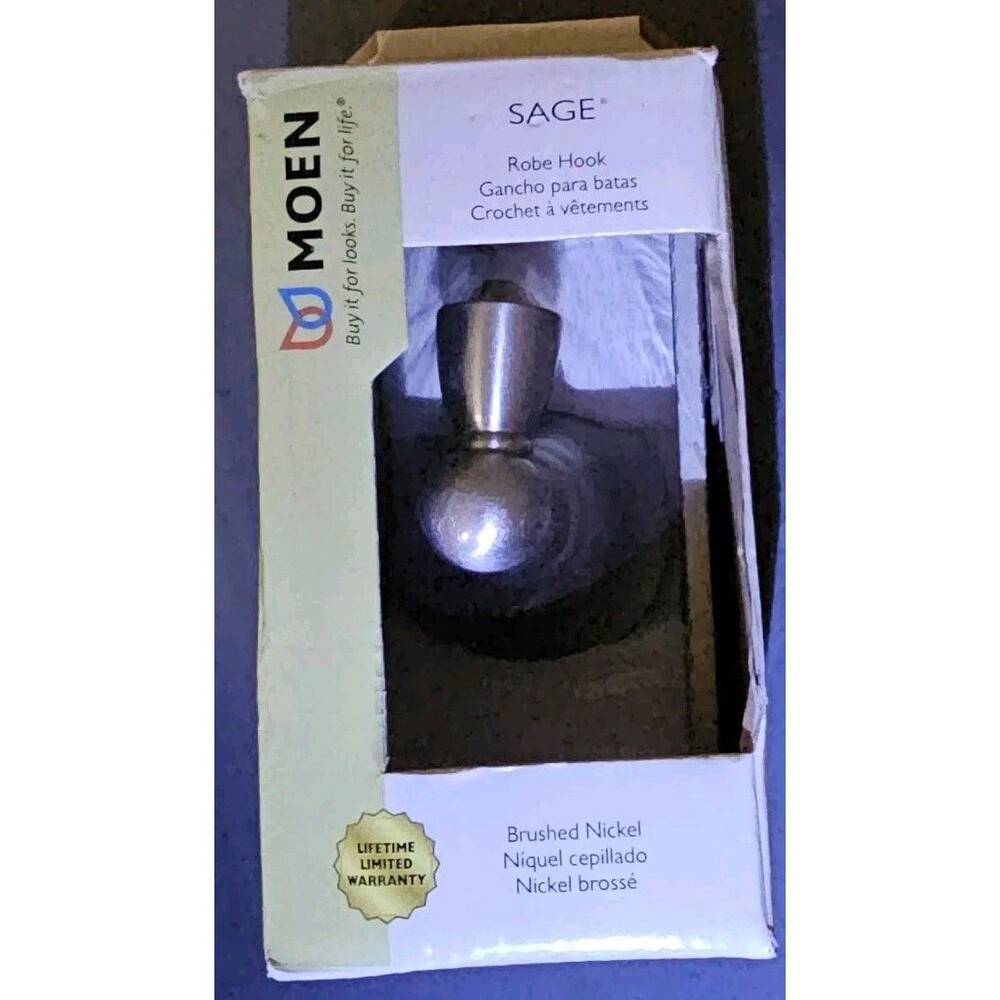 Moen Sage Wall Mounted Single Robe Hook Metal in Gray DN6803BN NIB